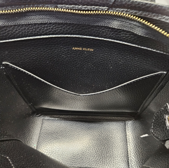 Anne Klein Vintage Black Vegan Tote Bag with Gold Accent - Picture 4 of 6